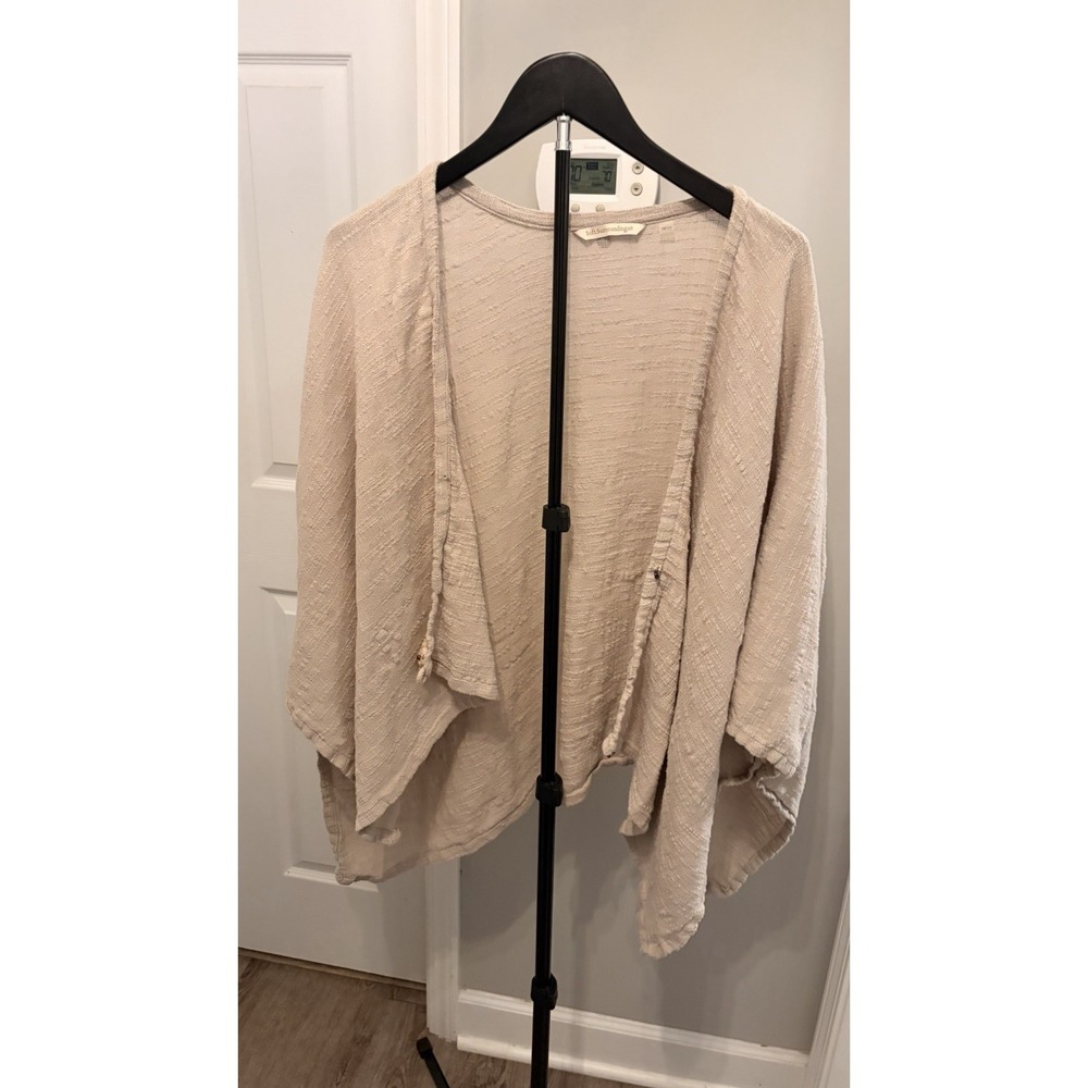 Soft Surroundings Cream Textured Gauze Draped Cardigan Wrap Poncho One Size Read